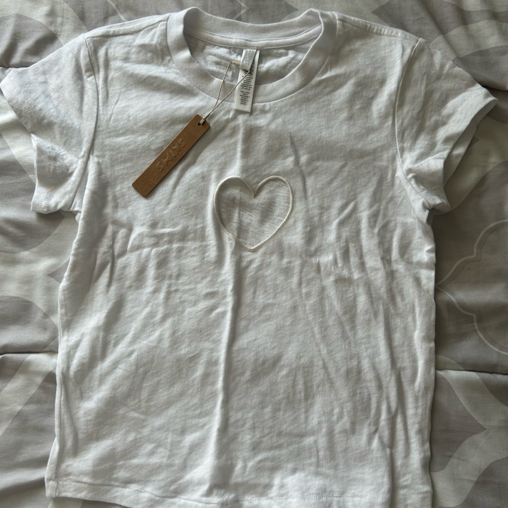SKIMS White Crop Top with Heart Cutout